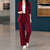 Quinn-June Wide Leg Set - Wine Red