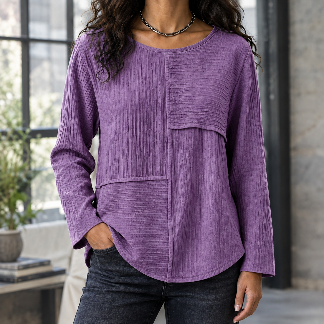 Rachel Panelled Top - Purple