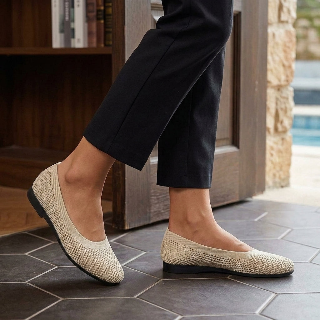 Sorrento Knit Ballet Flats - Crème
