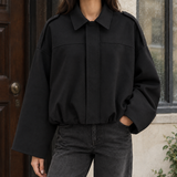 Serena-Mae Suede Bomber Jacket - Black