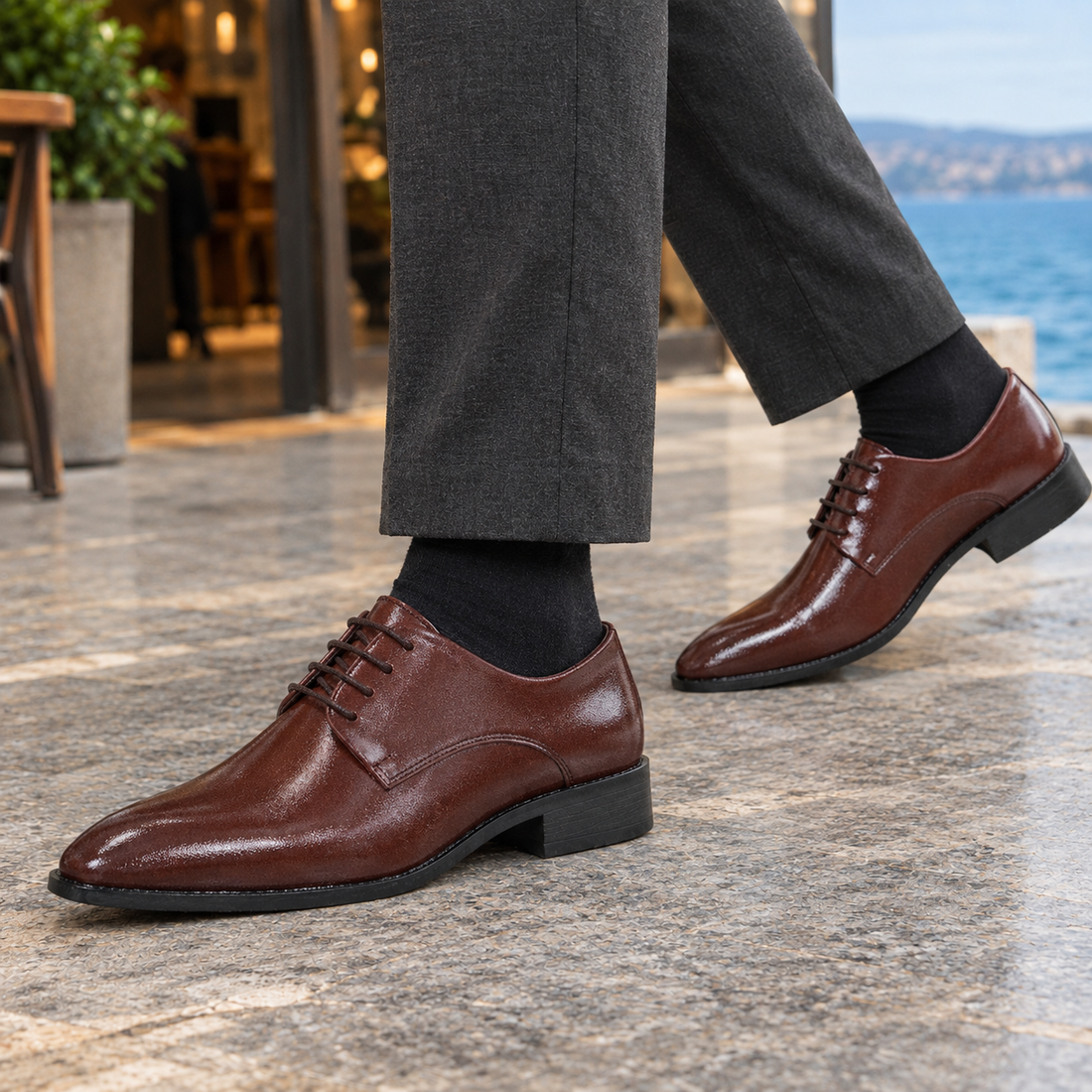 Castagna Pointed Derby Shoes - Maroon
