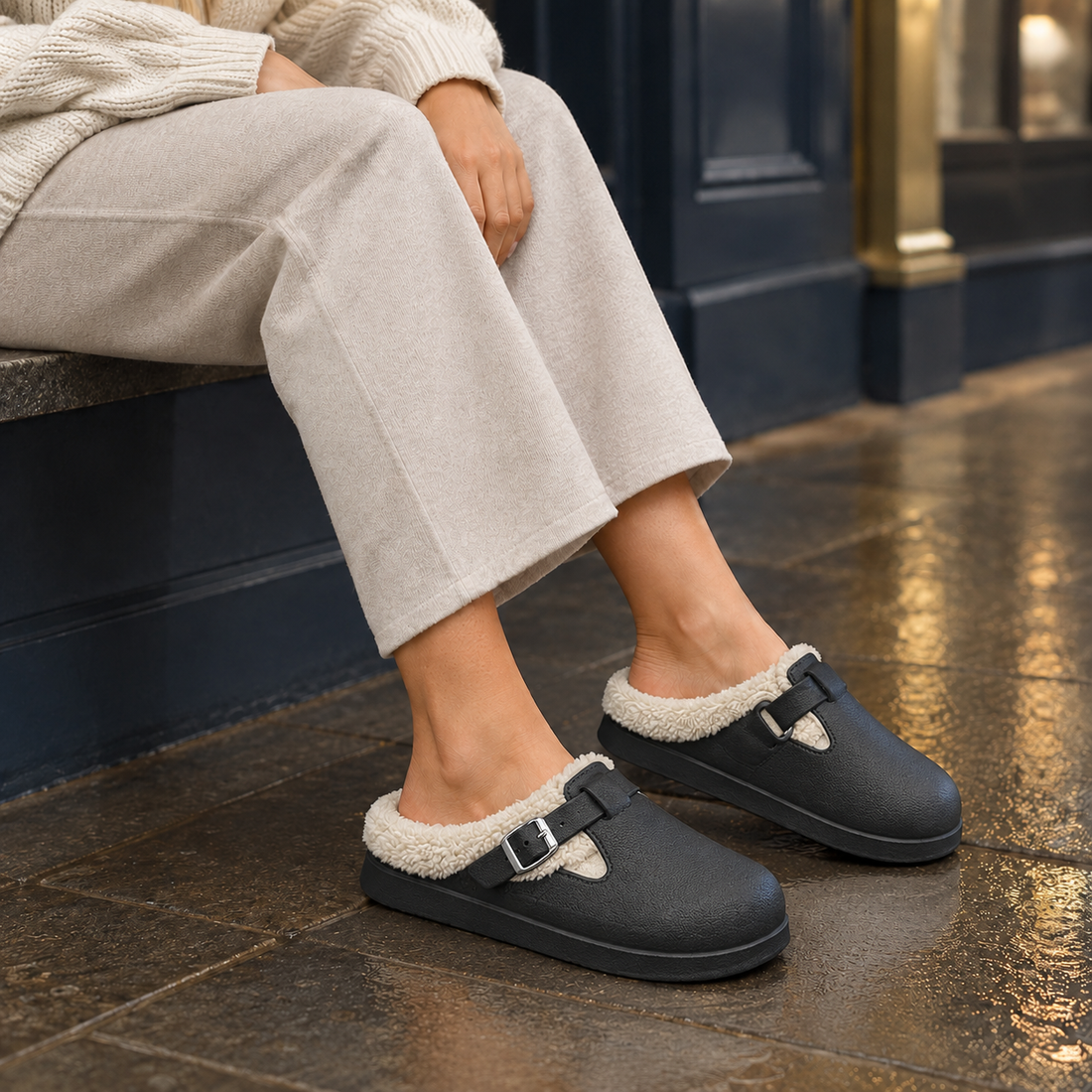 Zeno Buckle Clogs - Black