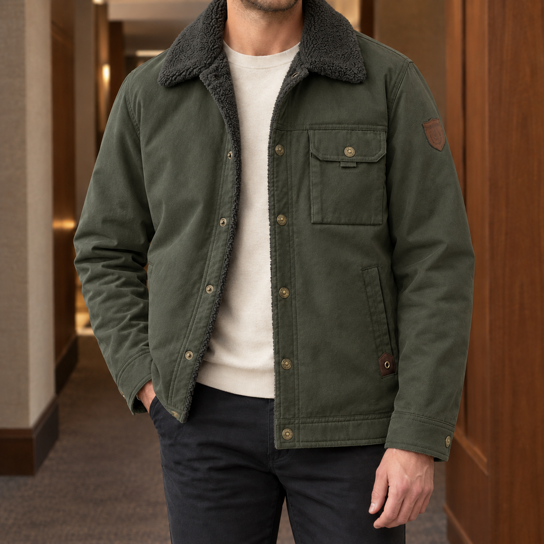 Celestin-Reid Fleece Lined Jacket - Army Green