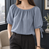 Isla-June Gathered Neck Top - Blue