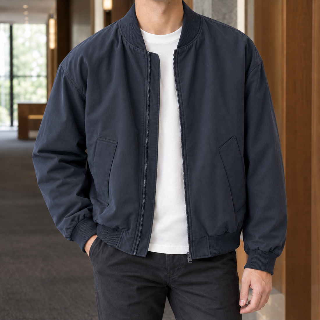 Clovis Bomber Jacket - Navy Blue