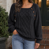 Fenna-Elise Cable Knit Sweater - Black