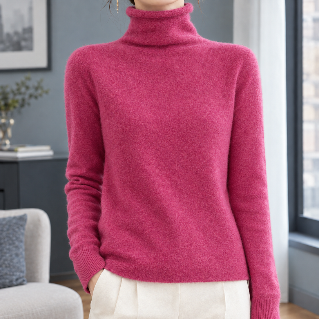 Mackenzie Roll Neck Top - Pink