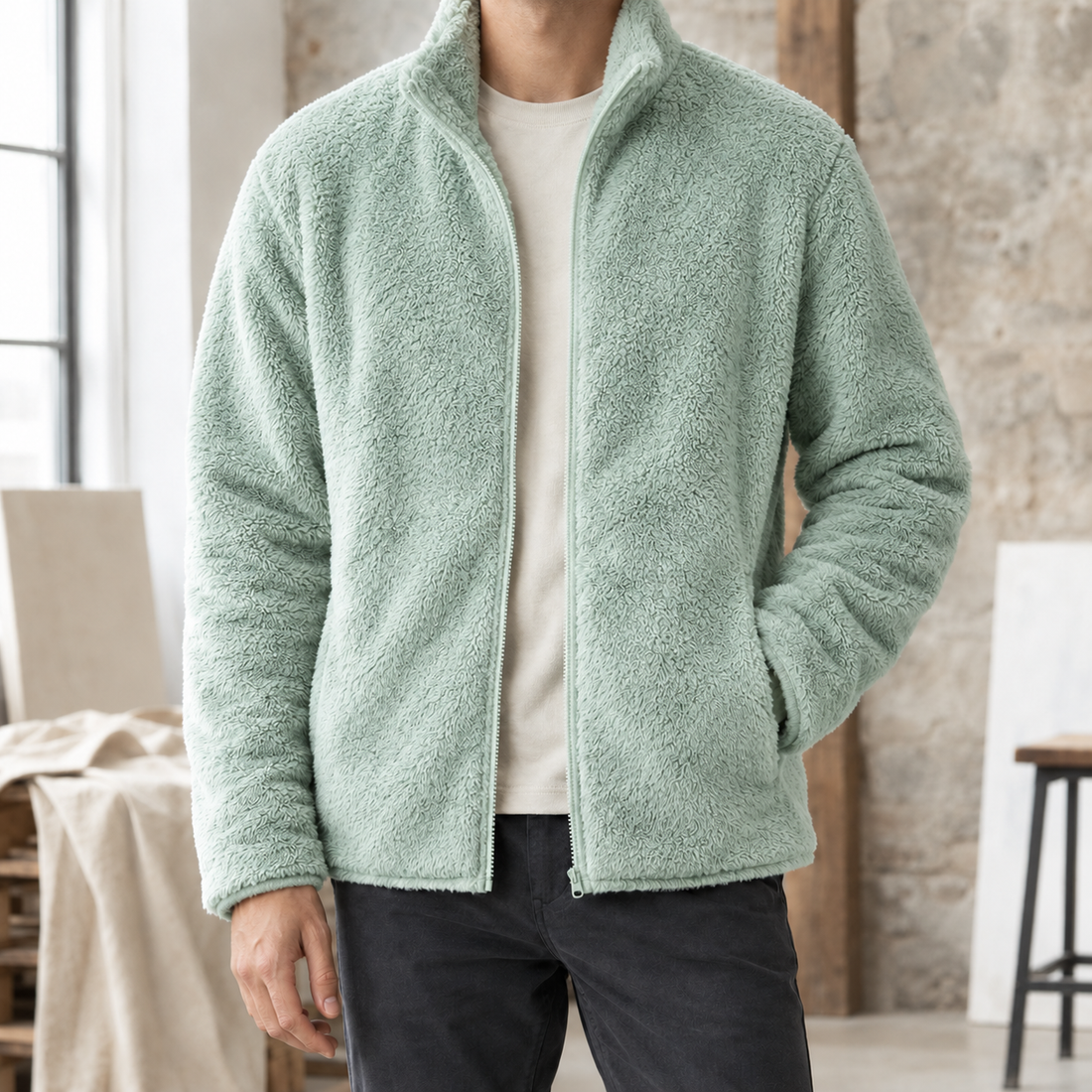 Solomon Plush Fleece Jacket - Vintage Green
