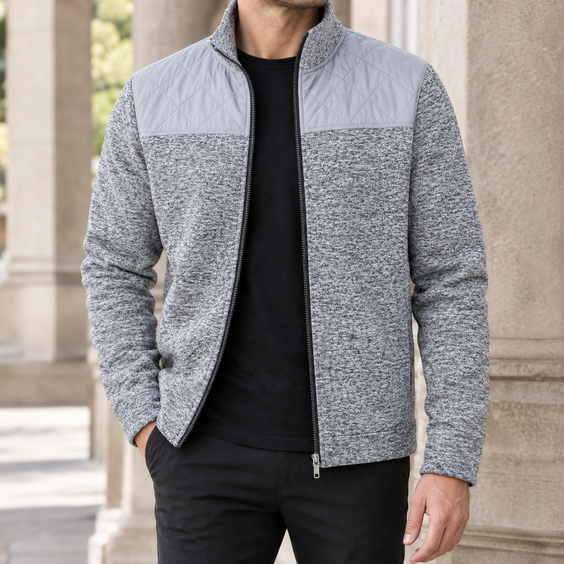 Lorcan Quilted Jacket - Light Gray