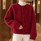 Alina-Rae Textured Cardigan - Wine Red