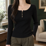 Jade-Elise Square-Neck Top - Black