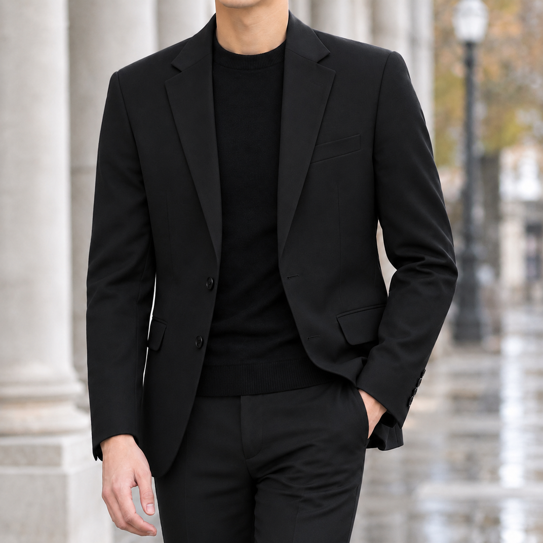 Magnus-Grey Slim Fit Blazer - Black