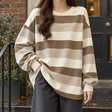 Annika-Pearl Striped Top - Khaki Stripes
