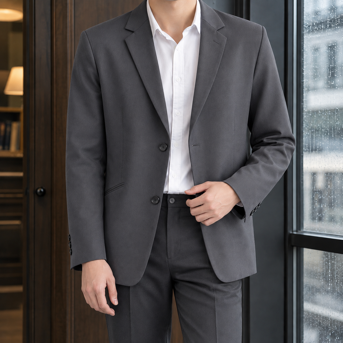 Ilario Relaxed Blazer - Dark Gray