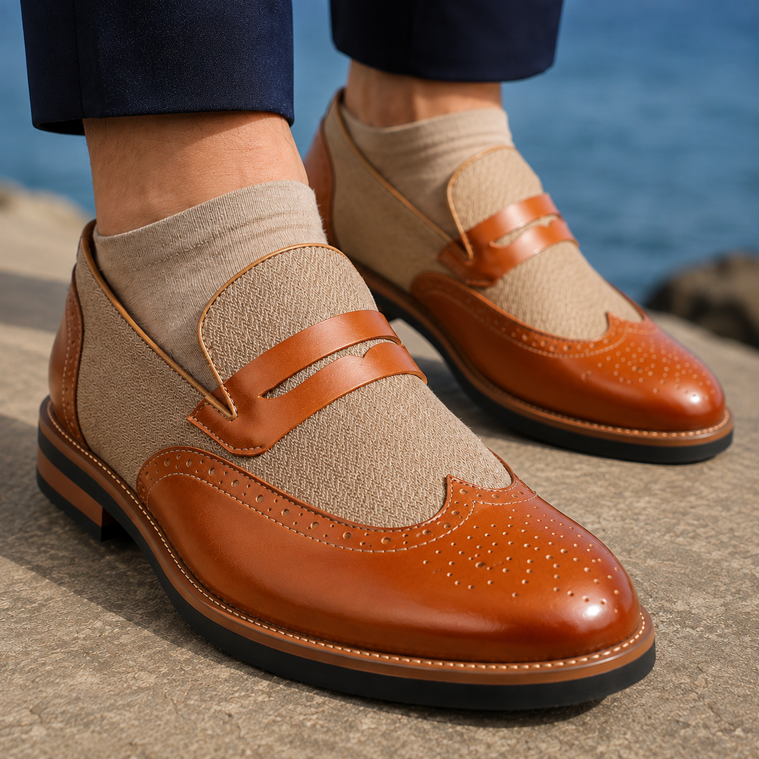 Marco Brogue Loafers - Brown