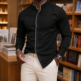 James Mandarin Shirt - Black
