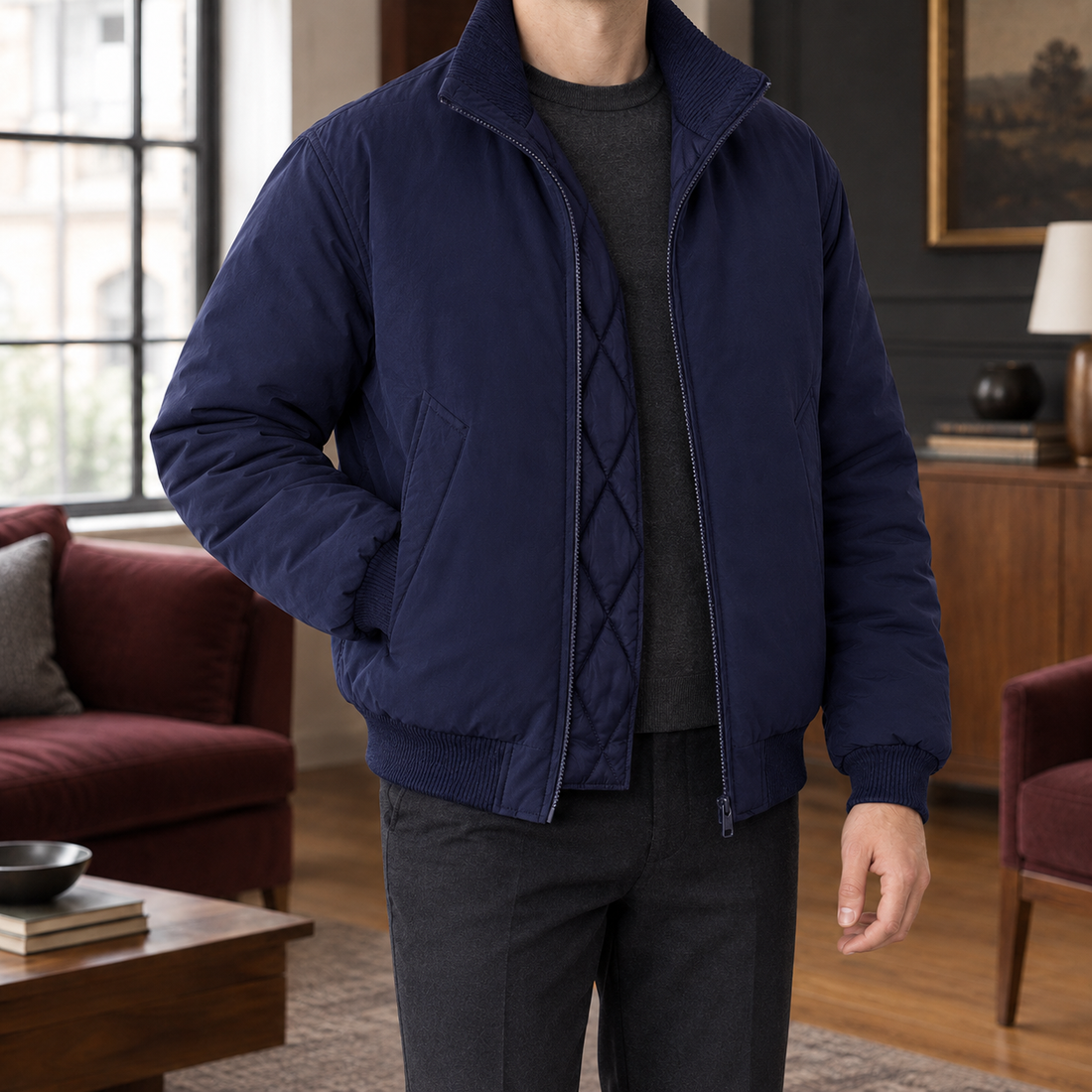 Torquil Bomber Jacket - Dark Blue