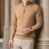 Luca Quarter Zip Sweater - Camel