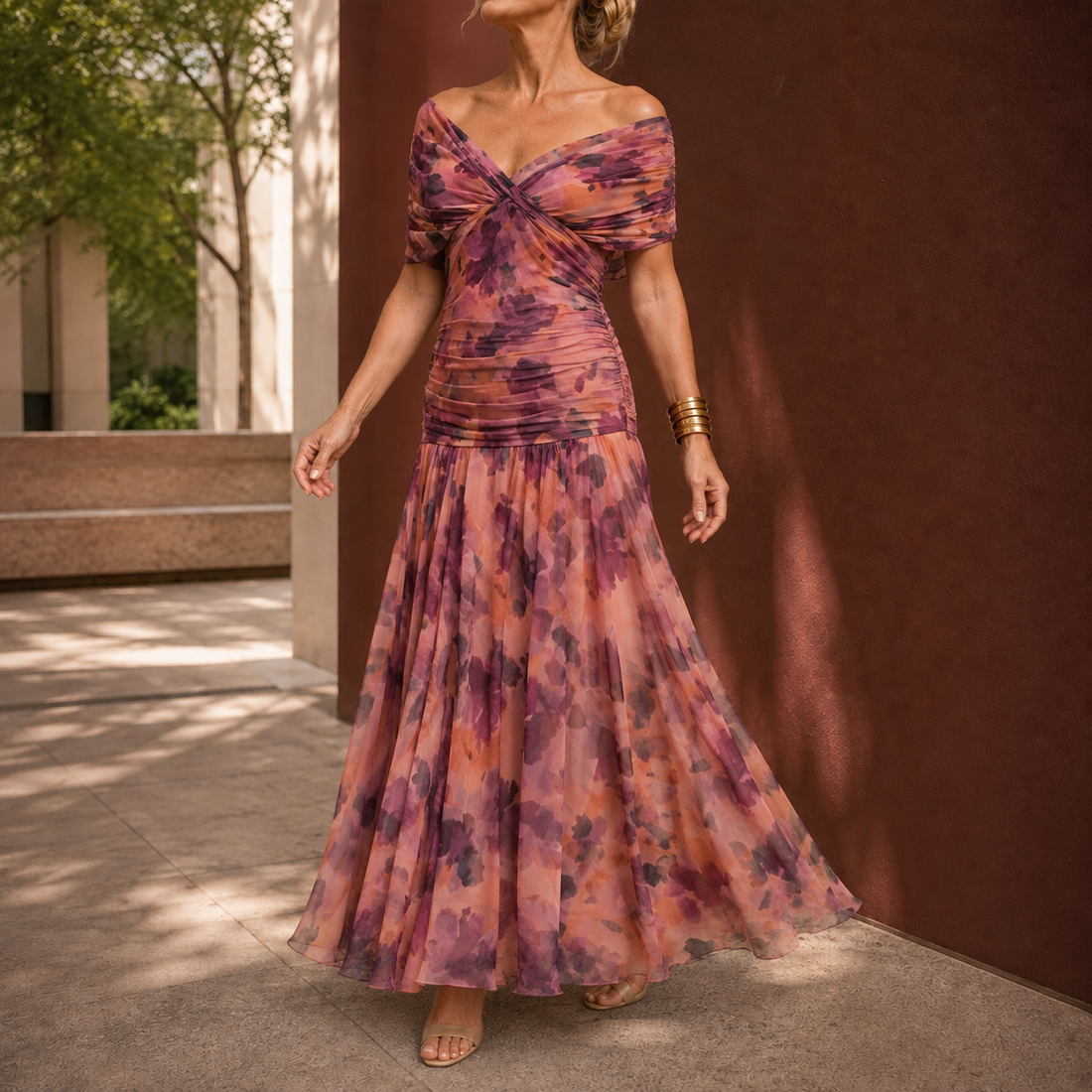 Lydia-Hope Wrap Maxi Dress - Brick Red