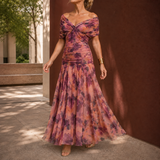 Lydia-Hope Wrap Maxi Dress - Brick Red