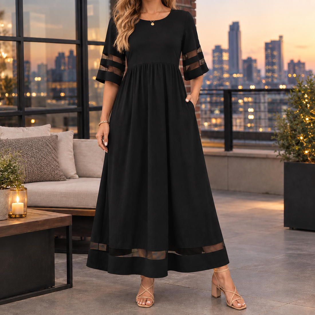Ilaria-Skye Empire Maxi Dress - Black
