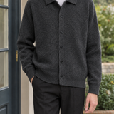 Oberon-York Brushed Cardigan - Charcoal Gray