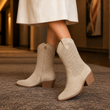 Borrelli Leather Cowboy Boots - Khaki