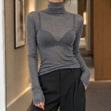 Verity-Hope Sheer Turtleneck - Dark Gray