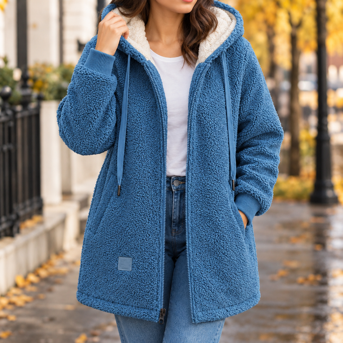 Catriona-Grace Hooded Fleece Jacket - Blue