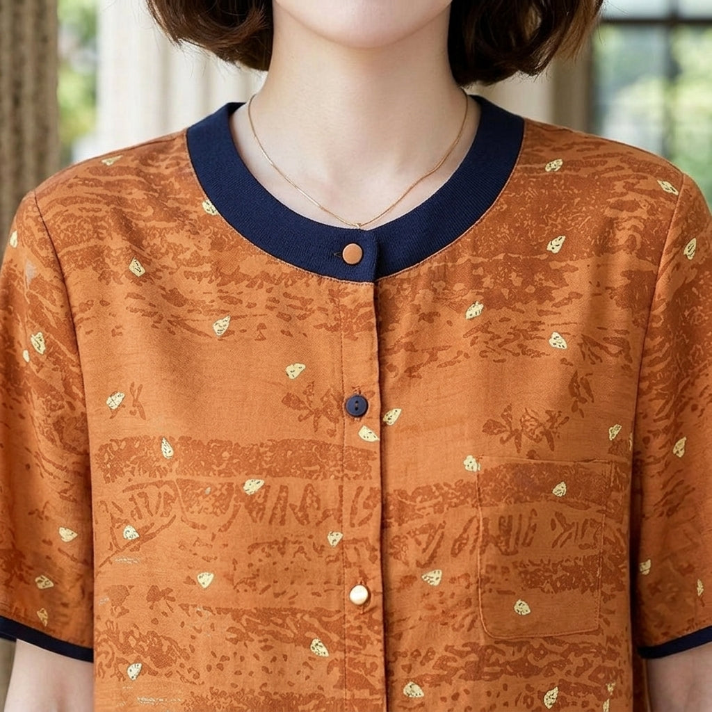 Sofia Contrast Trim Top - Lead Product Detail