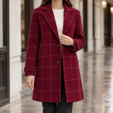 Florentine Windowpane Coat - Burgundy