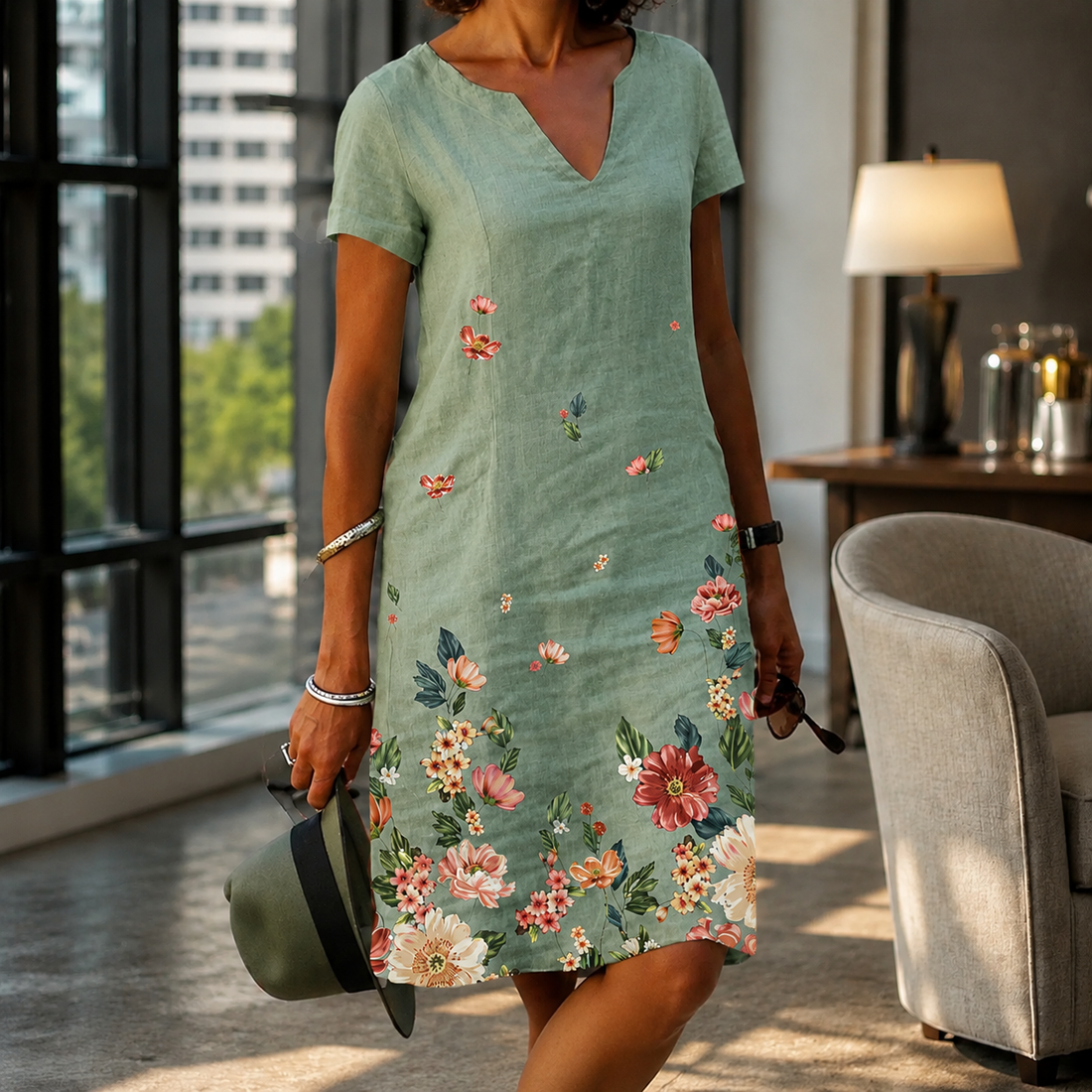 Vera-Louise A-Line Dress - Green