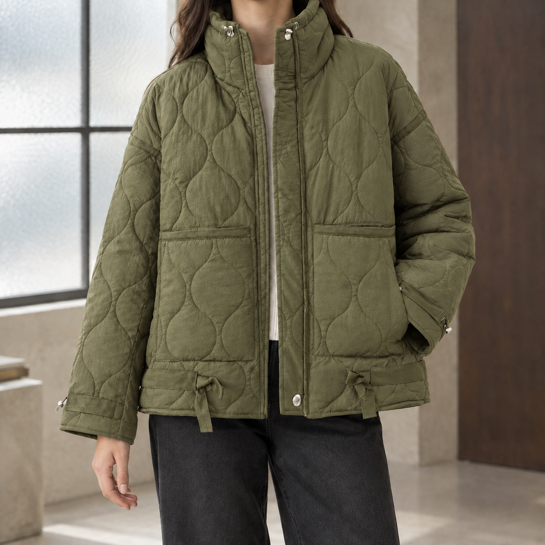 Joelle-Mae Quilted Jacket - Military Green