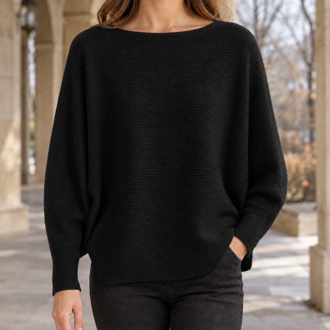 Cordelia-Faye Off Shoulder Sweater - Black