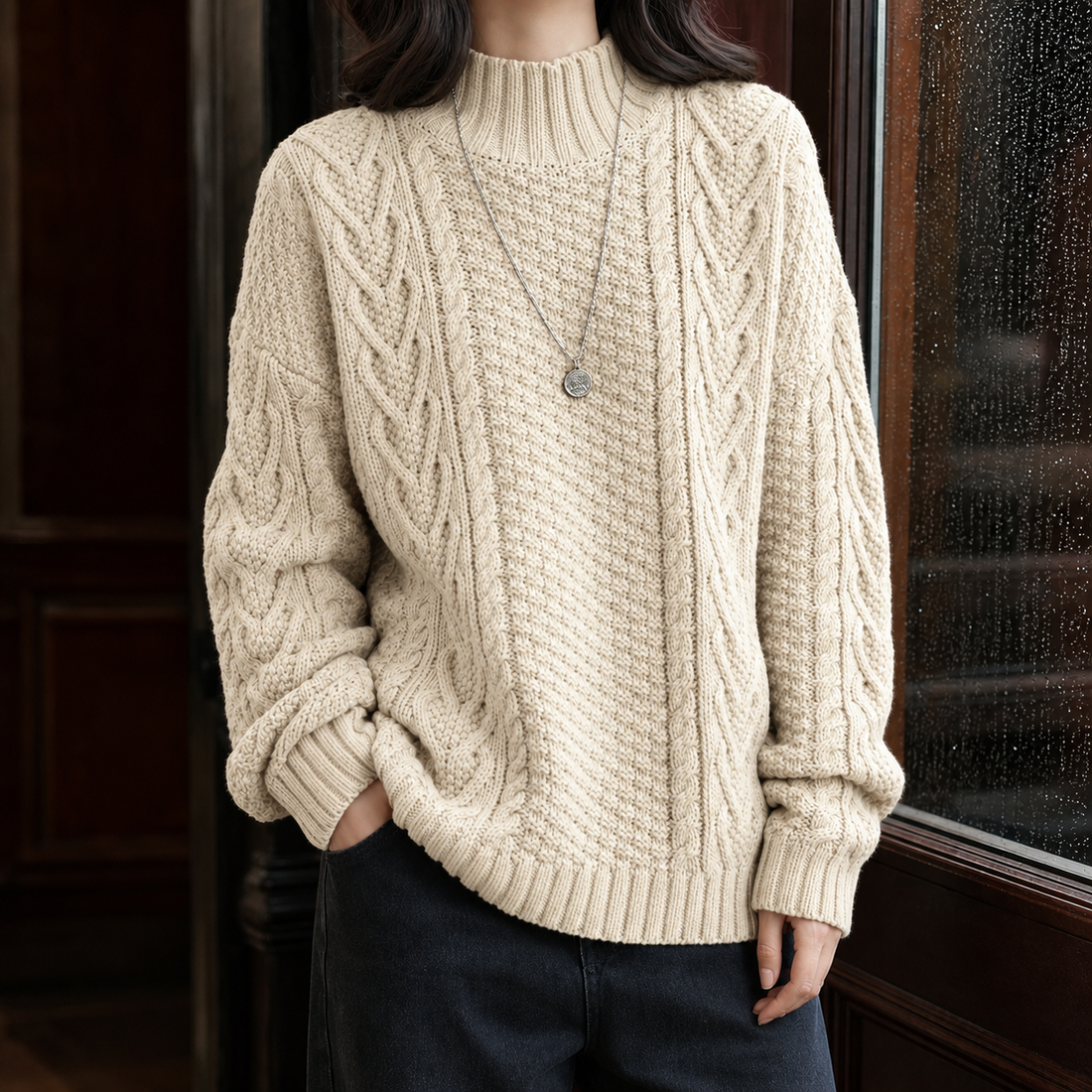Alexandra Cable Knit Sweater - Apricot