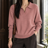 Briony-Hope Polo Collar Sweater - Pink