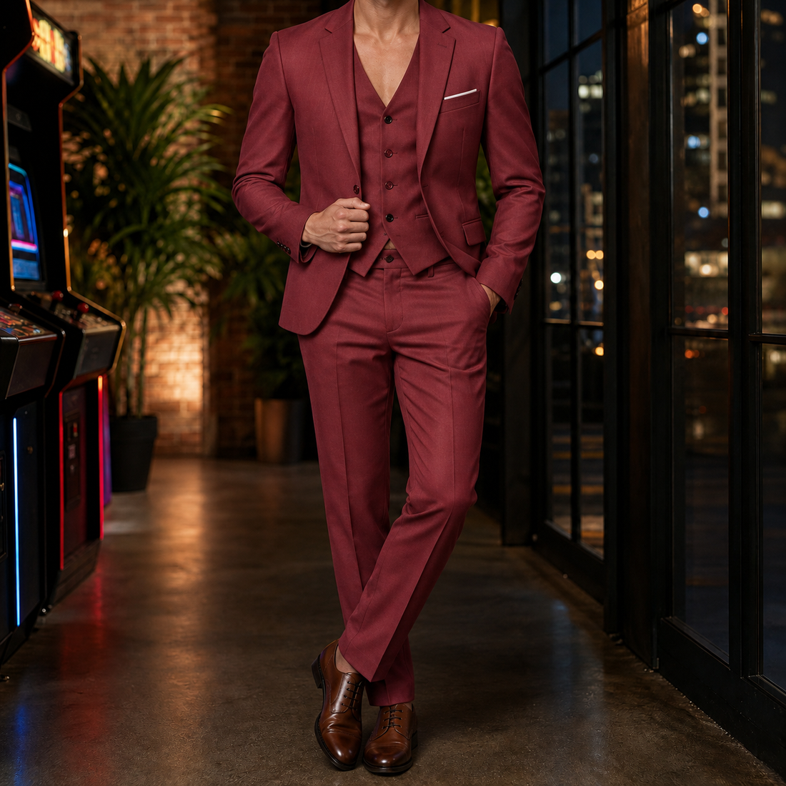 Huston-Tate Tailored Suit - One Wine Red