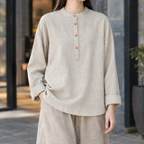 Solange Stand Collar Top - Hemp