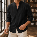 Adrian Band Collar Shirt - Black