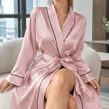 Aurelia-Sage Piped Robe - Pink