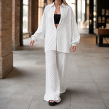 Ophelia Geometric Pants Set - White