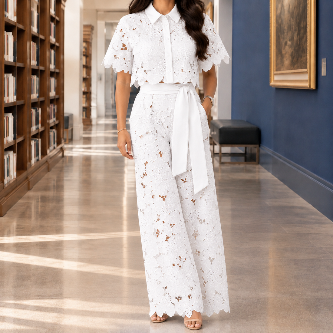 Fenna-June Wide Leg Set - White
