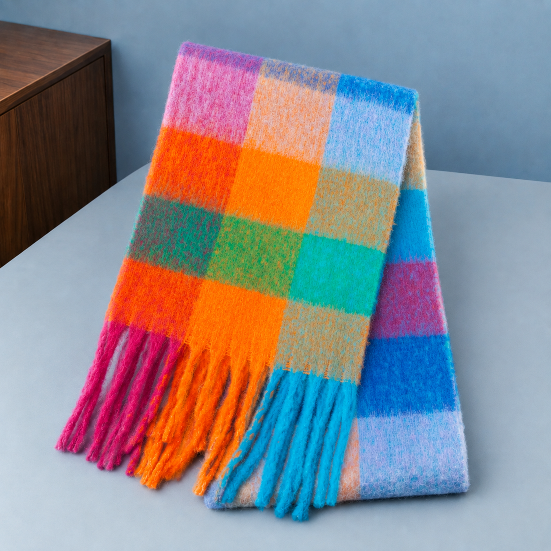 Lockwood Plaid Cashmere Scarf - Bright Multi