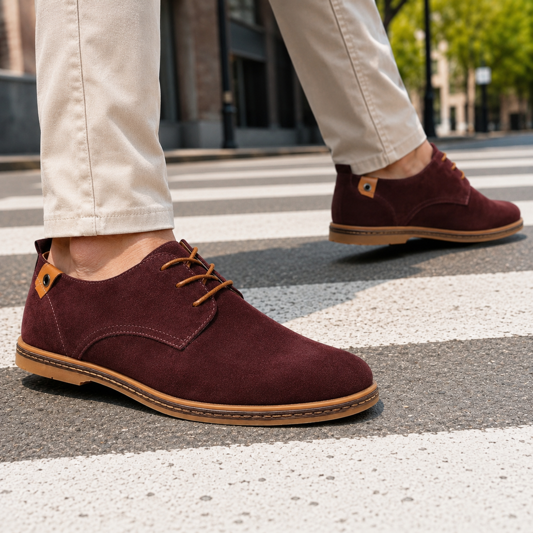 Romano Suede Derby Shoes - Wine Red