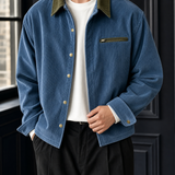 Leander-Jude Contrast Collar Jacket - Blue
