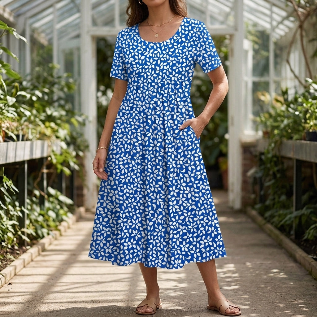 Celeste Gathered Midi Dress - Light Blue