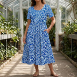 Celeste Gathered Midi Dress - Light Blue