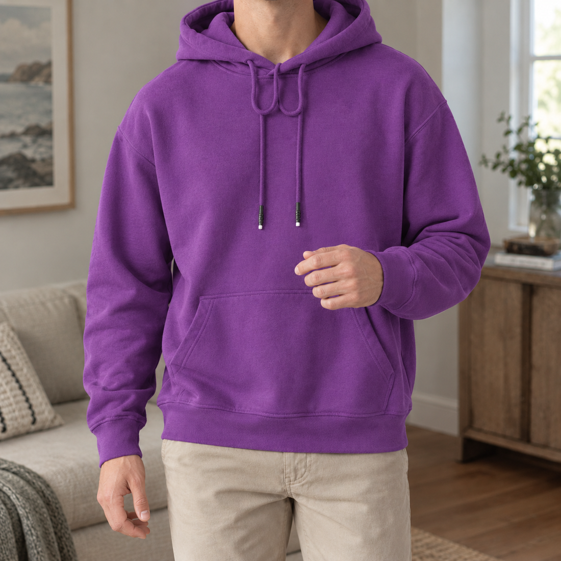 Oswin-Miles Cotton Hoodie - Purple