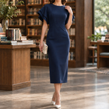 Lavinia-Faye Ruffle Sleeve Dress - Navy Blue