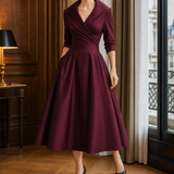 Philippa Wrap Midi Dress - Wine Red